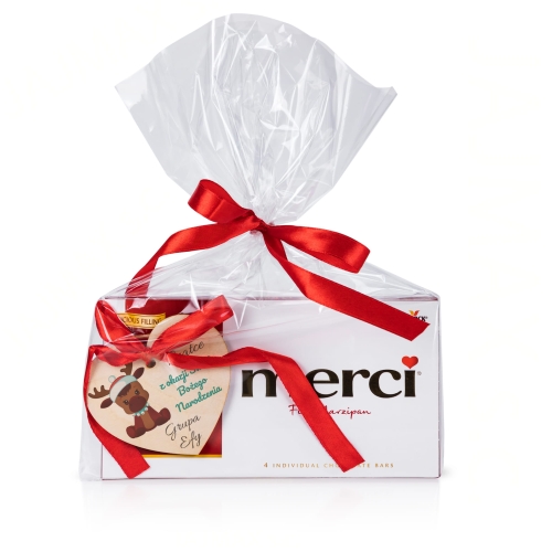 Czekolada Merci z sercem PREZENT NA BOŻE NARODZENIE nadruk