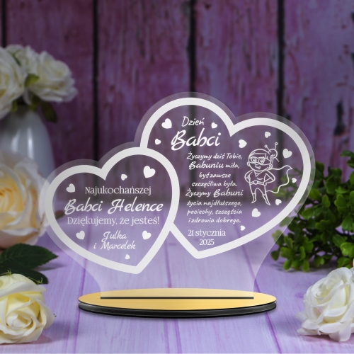 STATUETKA SERCA z życzeniami prezent na Dzień Babci