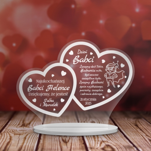 STATUETKA SERCA z życzeniami prezent na Dzień Babci