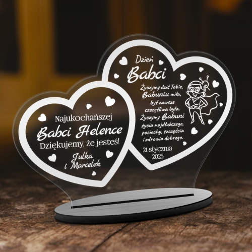 STATUETKA SERCA z życzeniami prezent na Dzień Babci