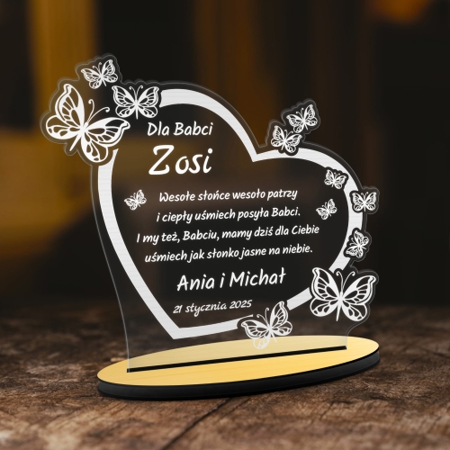 STATUETKA prezent na Dzień Babci i Dziadka Serce z motylami