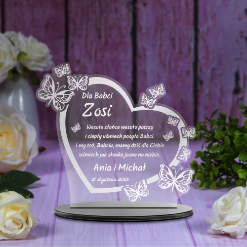 STATUETKA prezent na Dzień Babci i Dziadka Serce z motylami