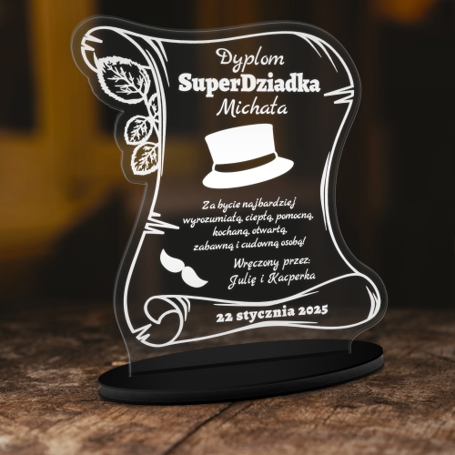 STATUETKA LIST dyplom dla super Dziadka grawer
