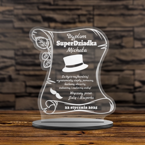 STATUETKA LIST dyplom dla super Dziadka grawer