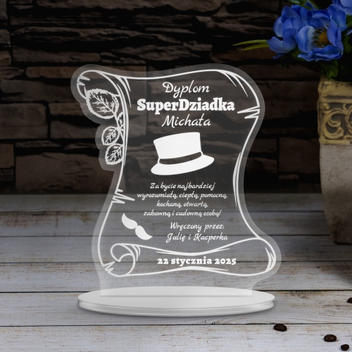 STATUETKA LIST dyplom dla super Dziadka grawer