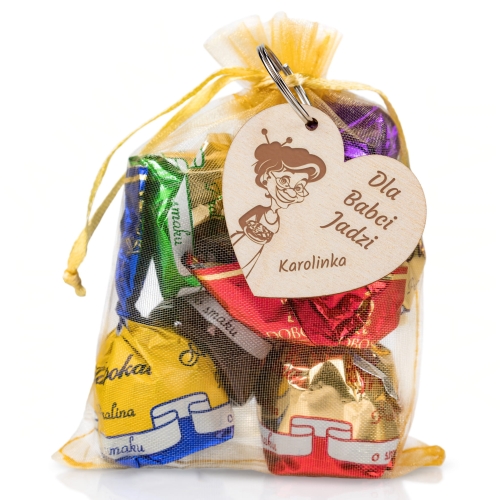 BRELOK DO KLUCZY I PRALINKI prezent na DZIEŃ BABCI I DZIADKA