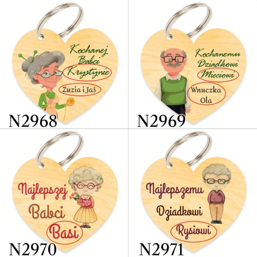 Drewniany breloczek + miód prezent na DZIEŃ BABCI I DZIADKA
