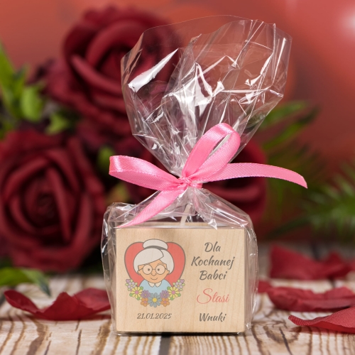 Drewniany świecznik na tealight upominek na DZIEŃ BABCI DZIADKA