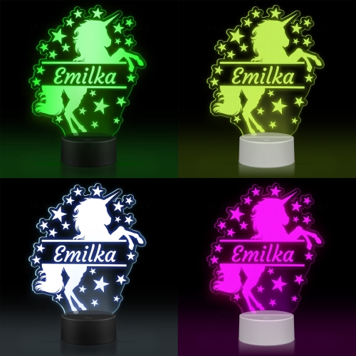 LAMPKA LED do pokoju dziecięcego JEDNOROŻEC z imieniem grawer