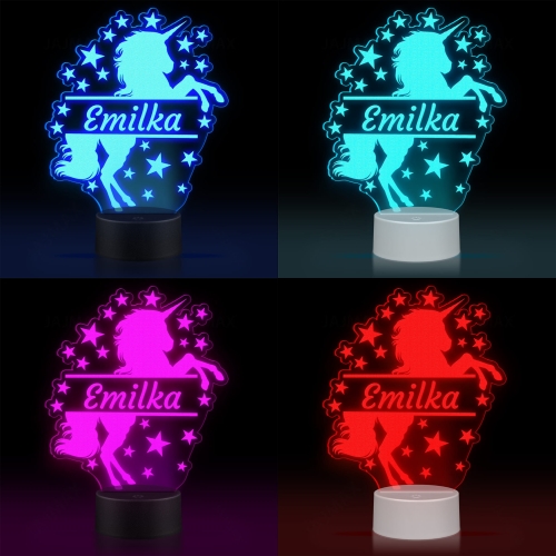 LAMPKA LED do pokoju dziecięcego JEDNOROŻEC z imieniem grawer