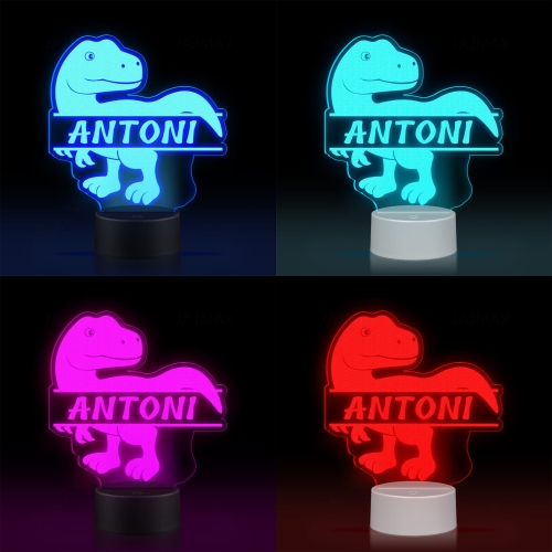 LAMPKA LED DINOZAUR z imieniem dziecka ozdoba do pokoju grawer