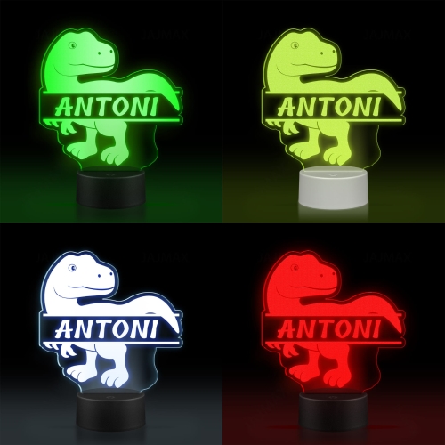 LAMPKA LED DINOZAUR z imieniem dziecka ozdoba do pokoju grawer