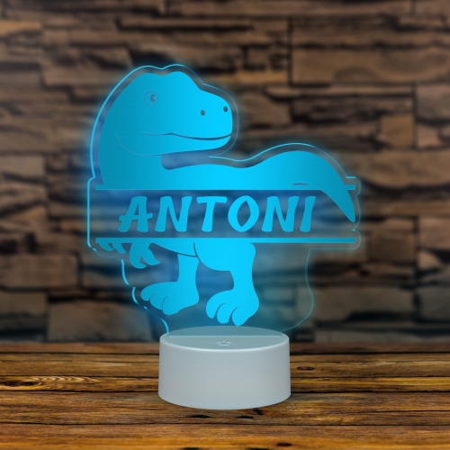 LAMPKA LED DINOZAUR z imieniem dziecka ozdoba do pokoju grawer