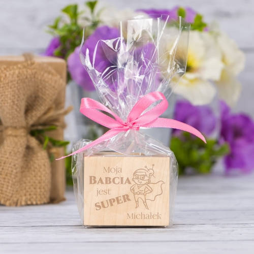 DREWNIANY  ŚWIECZNIK uroczy prezent na Dzień Babci i Dziadka