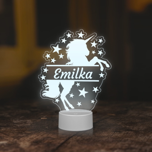 LAMPKA LED do pokoju dziecięcego JEDNOROŻEC z imieniem grawer