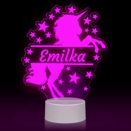 LAMPKA LED do pokoju dziecięcego JEDNOROŻEC z imieniem grawer
