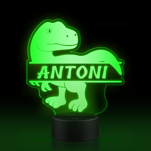 LAMPKA LED DINOZAUR z imieniem dziecka ozdoba do pokoju grawer