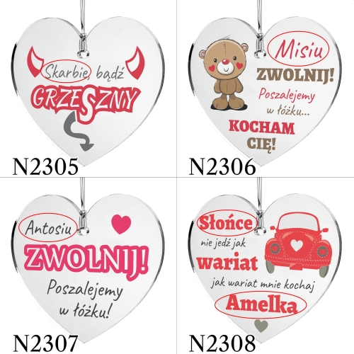 Zawieszka do auta PREZENT NA WALENTYNKI DLA KIEROWCY nadruk