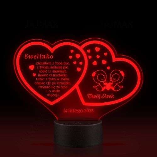 Statuetka na WALENTYNKI LED wyjątkowy prezent dla Niej grawer