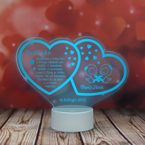 Statuetka na WALENTYNKI LED wyjątkowy prezent dla Niej grawer
