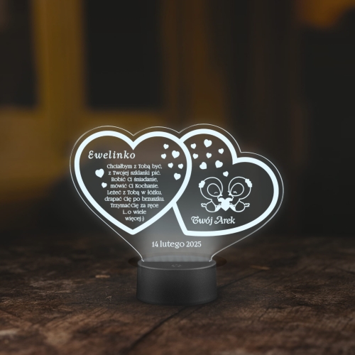 Statuetka na WALENTYNKI LED wyjątkowy prezent dla Niej grawer