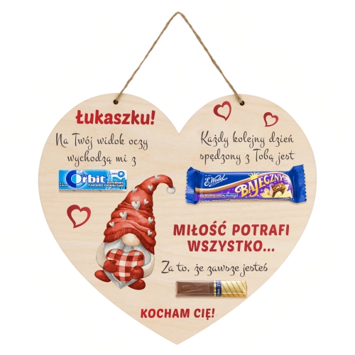 Słodki upominek na Walentynki DYPLOM SERCE nadruk
