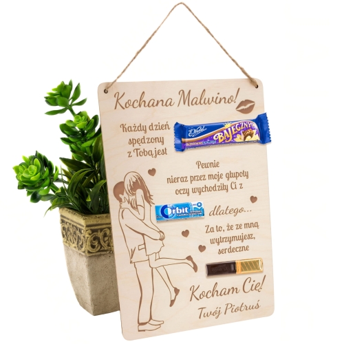 Tabliczka prostokąt SŁODKI DYPLOM upominek na Walentynki grawer