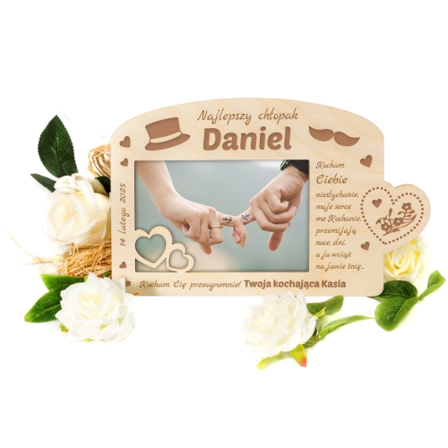 Ramka na zdjęcie serce 10x15 UPOMINEK DLA ZAKOCHANYCH grawer