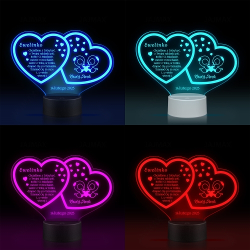 Statuetka na WALENTYNKI LED wyjątkowy prezent dla Niej grawer