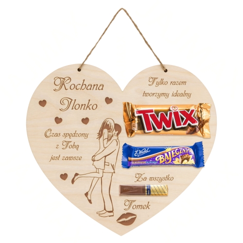 SŁODKI UPOMINEK NA WALENTYNKI obrazek serce GRAWER 