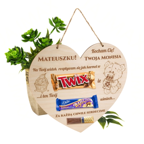 SŁODKI UPOMINEK NA WALENTYNKI obrazek serce GRAWER 