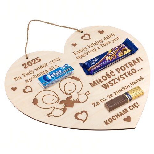 SŁODKI UPOMINEK NA WALENTYNKI obrazek serce GRAWER 