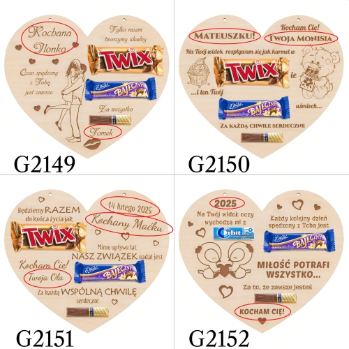SŁODKI UPOMINEK NA WALENTYNKI obrazek serce GRAWER 
