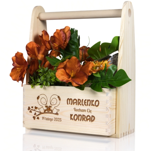 DREWNIANE NOSIDŁO na kwiaty prezent dla Niej GRAWER