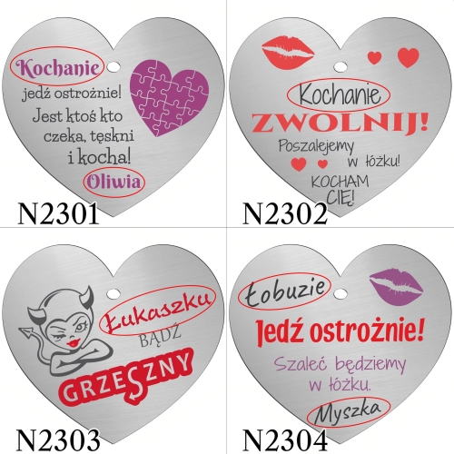 Srebrna zawieszka do samochodu PREZENT DLA KIEROWCY WALENTYNKI