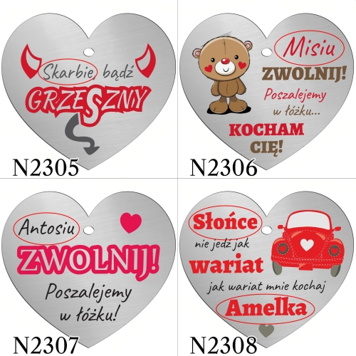 Srebrna zawieszka do samochodu PREZENT DLA KIEROWCY WALENTYNKI