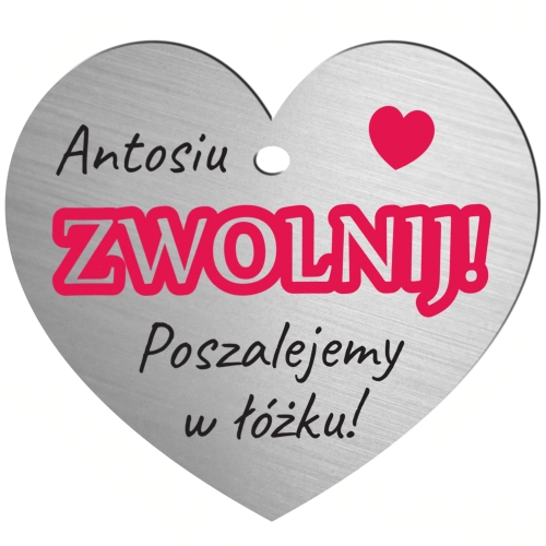 Srebrna zawieszka do samochodu PREZENT DLA KIEROWCY WALENTYNKI