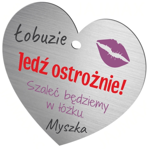 Srebrna zawieszka do samochodu PREZENT DLA KIEROWCY WALENTYNKI