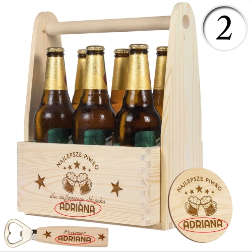 DREWNIANY ZESTAW PIWOSZA prezent na Walentynki dla Niego grawer