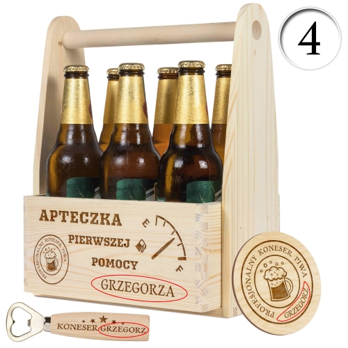 DREWNIANY ZESTAW PIWOSZA prezent na Walentynki dla Niego grawer