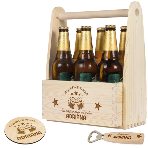 DREWNIANY ZESTAW PIWOSZA prezent na Walentynki dla Niego grawer