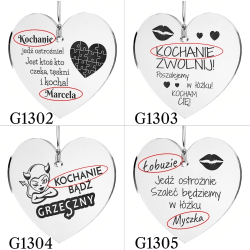 ZAWIESZKA DO SAMOCHODU prezent na Walentynki dla kierowcy grawer