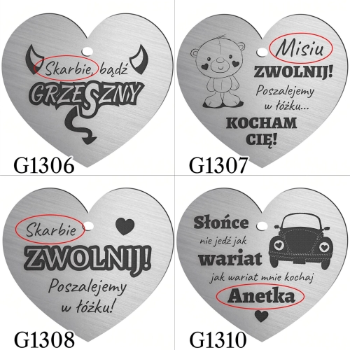 SREBRNA ZAWIESZKA DO AUTA upominek na Walentynki dla Niego grawer