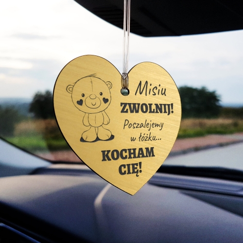 ZŁOTA ZAWIESZKA DO SAMOCHODU prezent na Walentynki dla chłopaka
