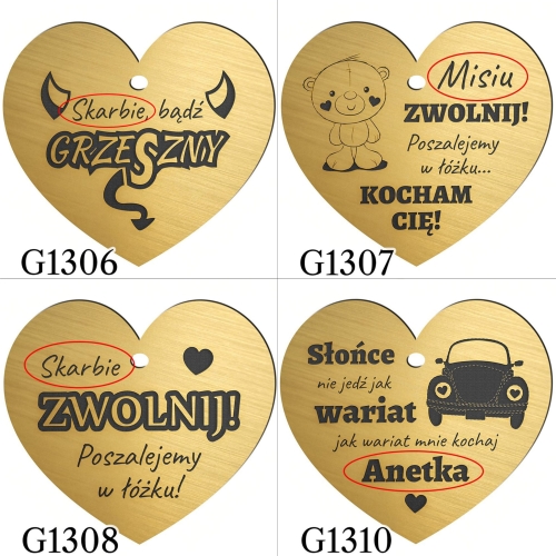 ZŁOTA ZAWIESZKA DO SAMOCHODU prezent na Walentynki dla chłopaka