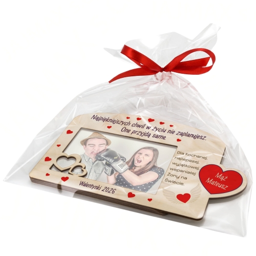 RAMKA NA ZDJĘCIA symbol SERCA prezent na Walentynki z dedykacja