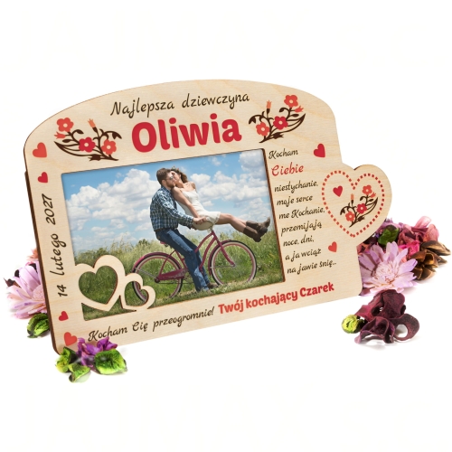 RAMKA NA ZDJĘCIA symbol SERCA prezent na Walentynki z dedykacja