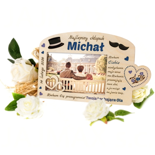 RAMKA NA ZDJĘCIA symbol SERCA prezent na Walentynki z dedykacja