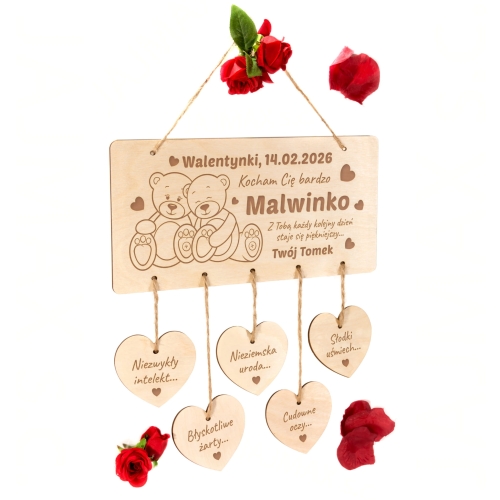TABLICZKA Z SERCAMI oryginalny prezent dla Niej i dla Niego