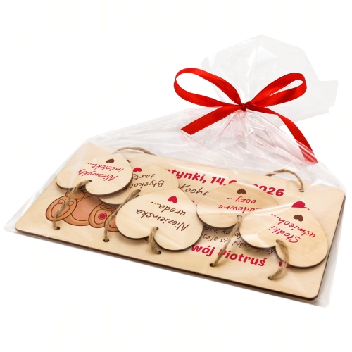 Tabliczka z sercami POMYSŁ NA PREZENT MIŁOSNY nadruk